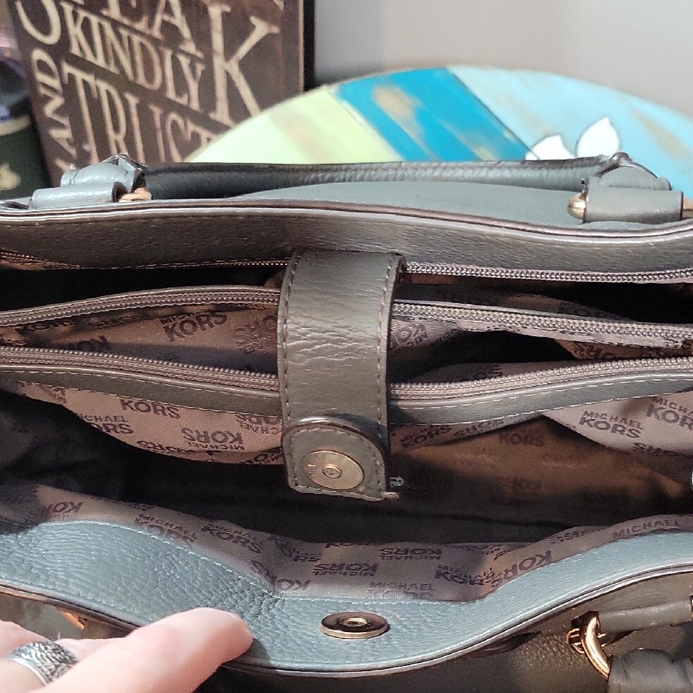 Michael Kors Gray Satchel with Gold Accents - Picture 9 of 13